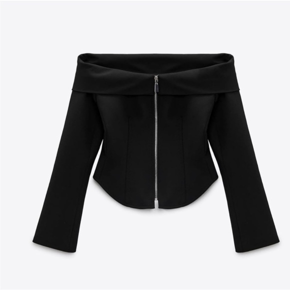 ZARA LIMITED EDITION off the shoulder Blouse Black Size XS New With Tag - Picture 1 of 16